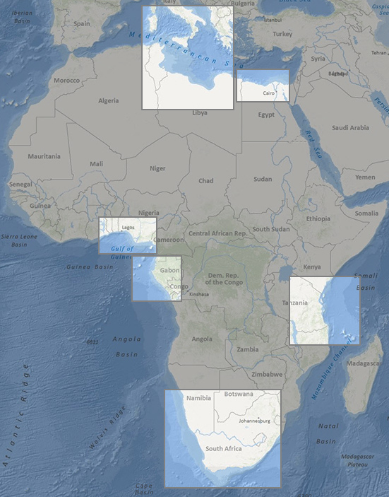 Africa - clickable selection map