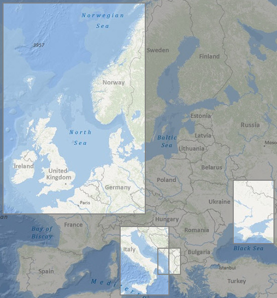 Europe - clickable selection map