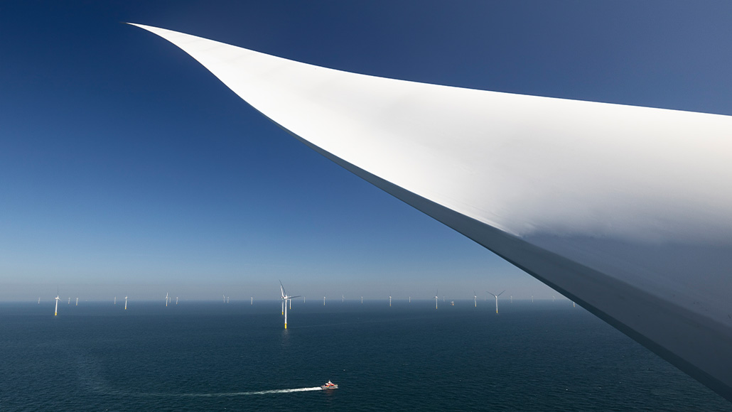 close up on arm from offshore wind turbine