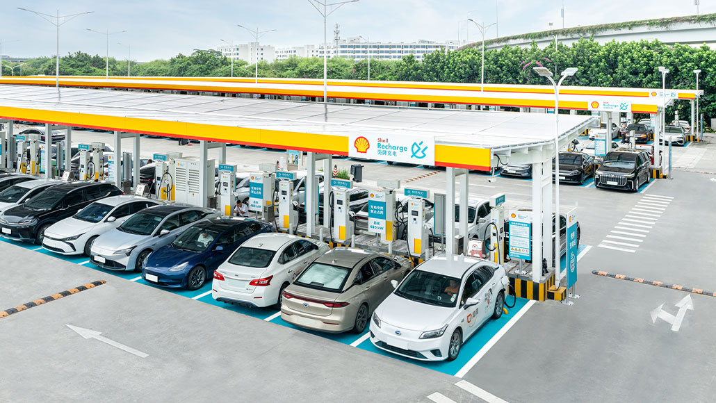 High angle view of Shenzhen Airport EV site, China (photo)