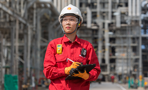 Shell employee at the Shell Energy and Chemicals Park in Bukom, Singapore
