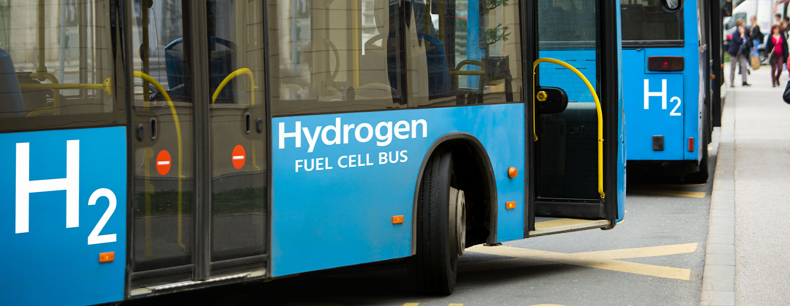 Hydrogen powered blue bus