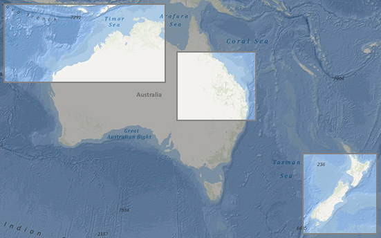Oceania - clickable selection map