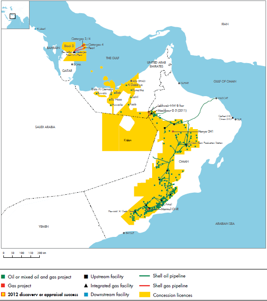 Oman, Qatar, Saudi Arabia and United Arab Emirates (detailed map)