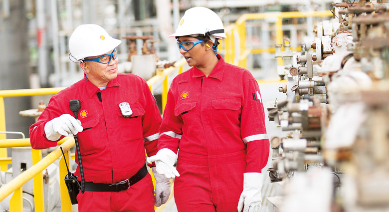 Staff in a production section of our gas-to-liquids plant in Bintulu, Malaysia.