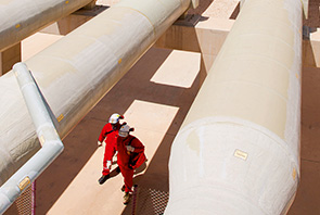 Pipelines at the Pearl GTL plant in Qatar (photo)