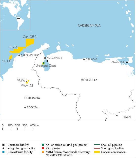 Colombia, Venezuela and Trinidad and Tobago (detailed map)