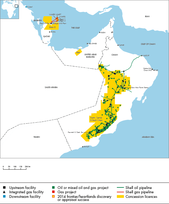 Oman, Qatar, Saudi Arabia and United Arab Emirates (detailed map)