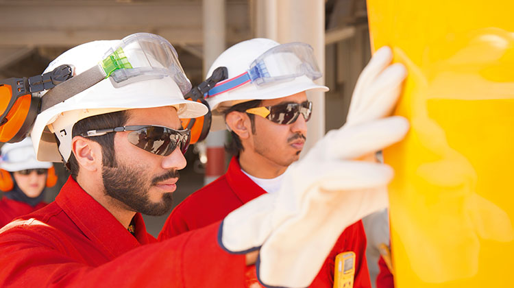 Engineers at the Pearl GTL plant in Qatar (photo)
