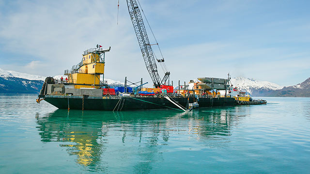 Shell oil spill response support vessels held a pre-season training exercise near Valdez, Alaska (photo)