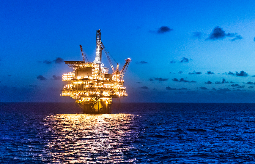 Perdido Offshore deepwater platform in the Gulf of Mexico, USA at night (photo)