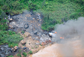 Illegal refining contributes to oil pollution in the Niger Delta. (photo)