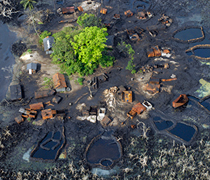 Illegal makeshift refineries contribute to environmental damage in the Niger Delta. (photo)