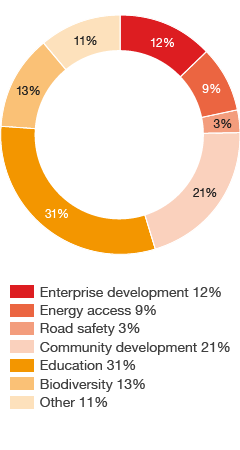 Voluntary social investment in 2015 - proportion of spend (pie chart)
