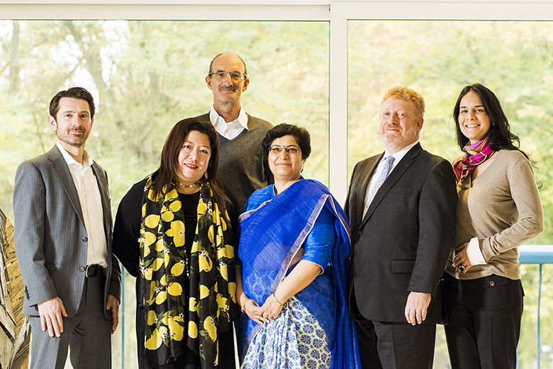 The six members of the External review committee in the Shell headquarters in The Hague (photo)