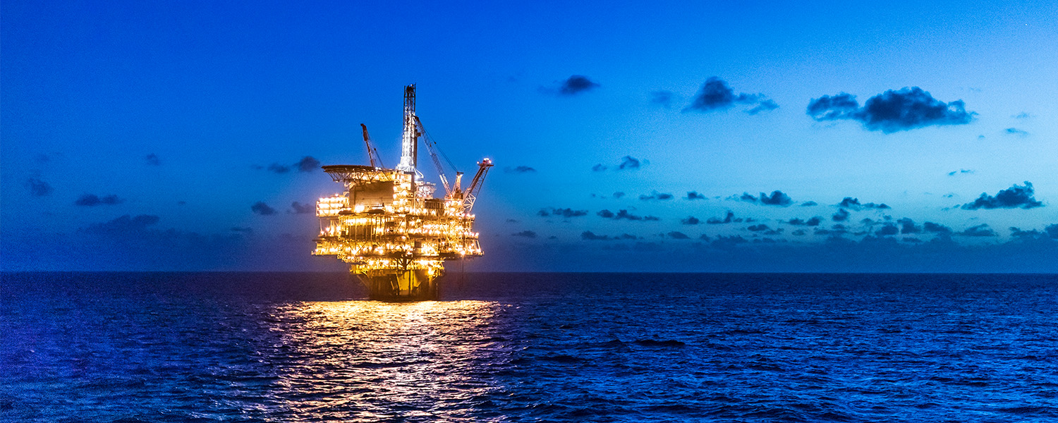 Perdido Offshore deepwater platform in the Gulf of Mexico, USA at night. (photo)
