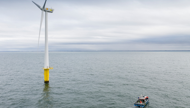 Wind turbine at offshore wind park Egmond aan Zee, The Netherlands, 2019 (photo)