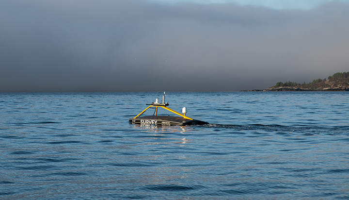 A remote-controlled vessel floating on the sea off Norway. (photo)