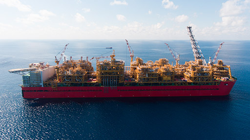 Prelude Floating Liquefied Natural Gas (FLNG) facility produces natural gas liquids off the coast of Australia. (photo)