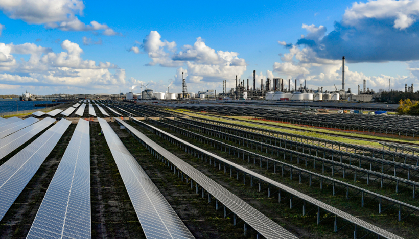 The solar park at the Shell Moerdijk Chemical Plant in the Netherlands.   (photo)